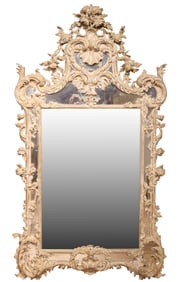 Louis XV Carved and Painted Walnut Mirror