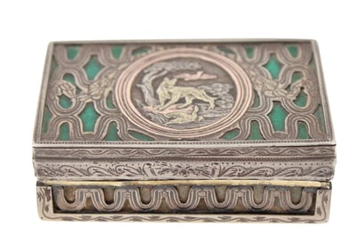 Mixed Metal and Green Enamel Patch Box