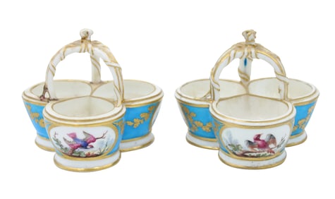 Pair of Sevres Porcelain Triple Salts