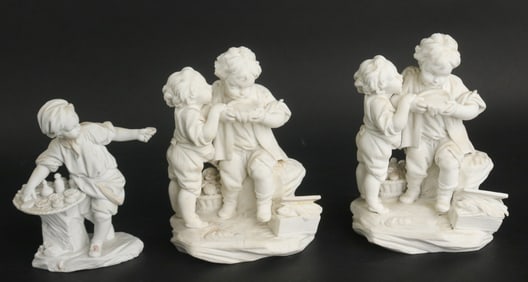 Two Sevres Biscuit "Les Buveurs de Lait" Figural Groups