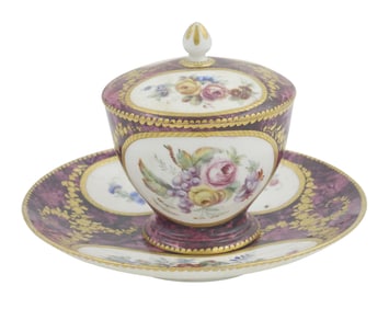 Sevres Sugar Bowl and Cover and Underplate