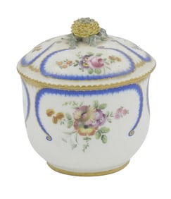 Sevres Floral Decorated Sugar Bowl and Cover