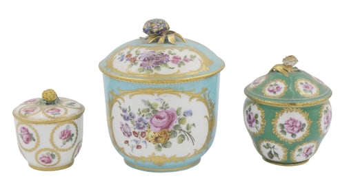 Two Sevres Small Covered Bowls