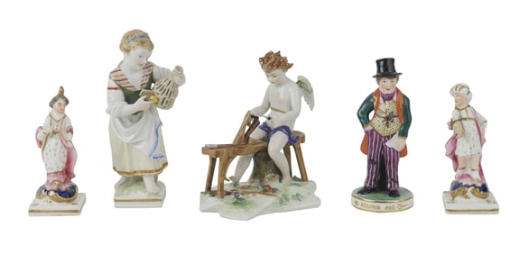 Three Small Derby Figures