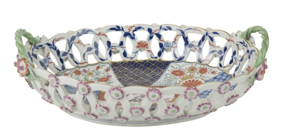 Dr. Wall Worcester "Japan" Pattern Porcelain Basket