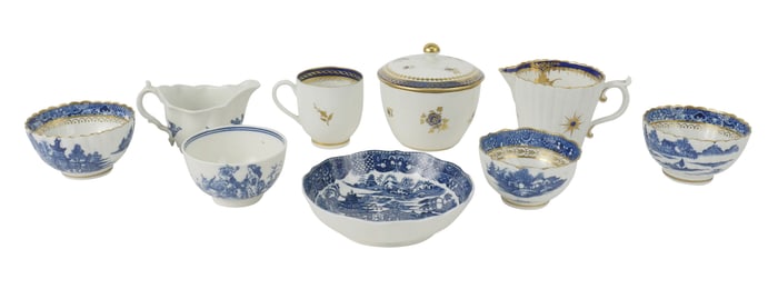 Group of Caughley Porcelain Table Articles
