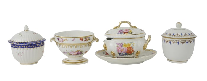 Four Derby Porcelain Table Articles