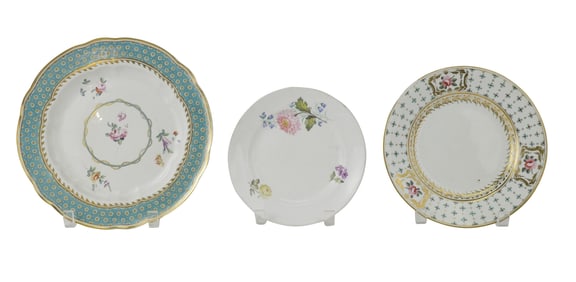 Three Pairs of Derby Porcelain Plates