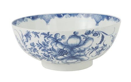 First Period Worcester Porcelain Serving Bowl