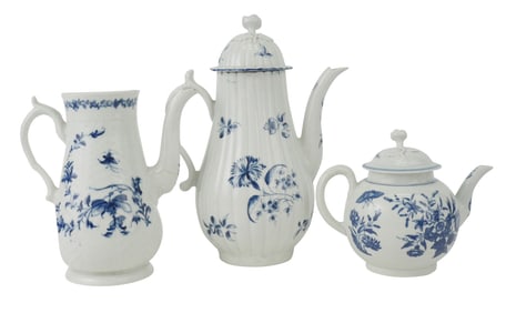 Two First Period Worcester Coffee Pots
