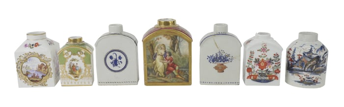 Seven Porcelain Tea Caddys