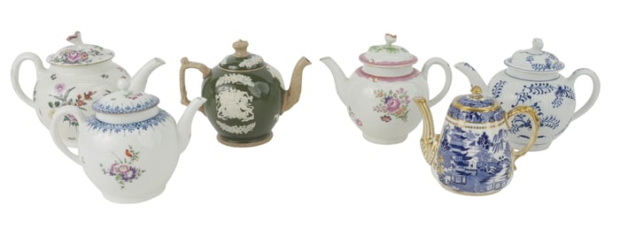Six Assorted Porcelain Teapots