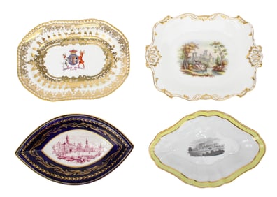 Four English Porcelain Shaped Dishes
