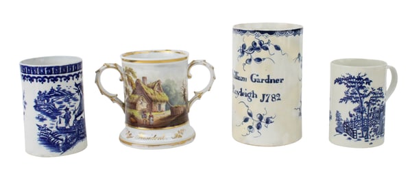 First Period Worcester Porcelain Cann