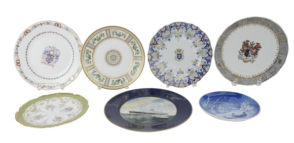 Seven Assorted Continental Porcelain Plates