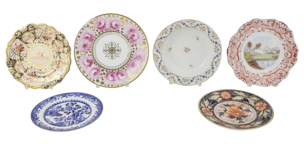 Six Assorted English Porcelain Plates