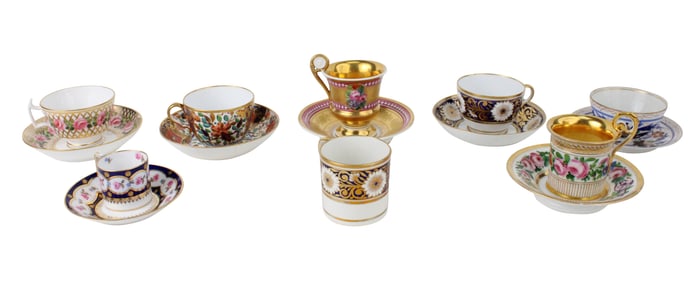 Seven Porcelain Cups and Saucers