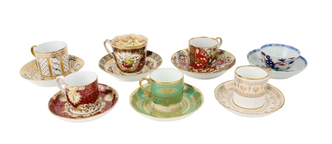 Seven Porcelain Cups and Saucers