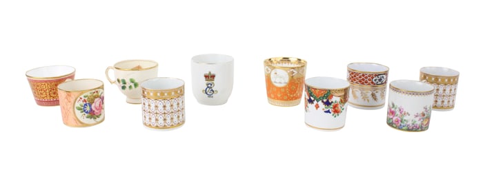 Ten Assorted Porcelain Canns and Teacups