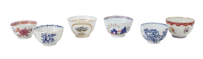 Six Assorted Porcelain Tea Bowls
