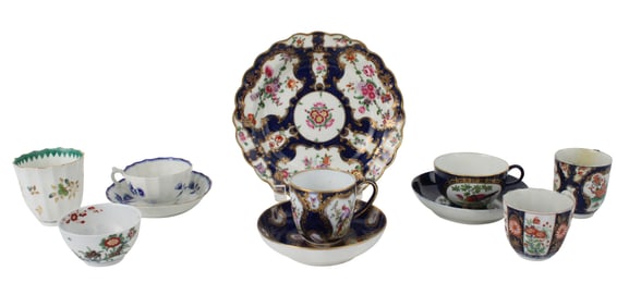 Group of Worcester Teacups and Saucers