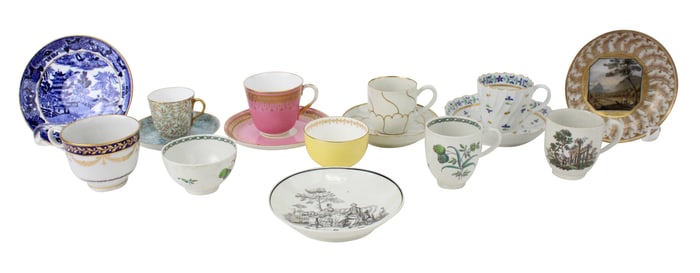 Group of Assorted Worcester Teacups and Saucers