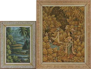 Two Balinese Landscapes, Mixed Media on Canvas