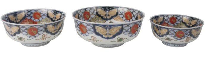 Set of Three Japanese Imari Porcelain Bowls