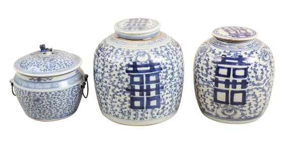 Two Chinese Blue and White Ginger Jars