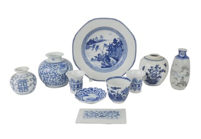Eight Chinese Blue and White Table Articles