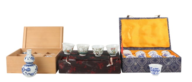 Two Boxes Set of Chinese Porcelain Teacups