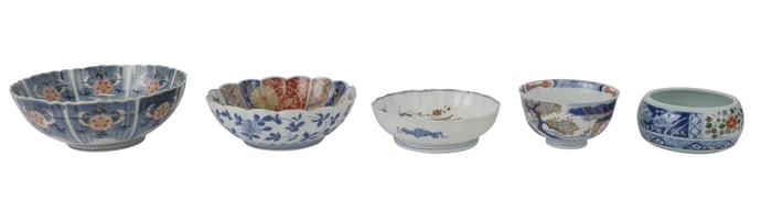 Five Japanese and Chinese Porcelain Bowls