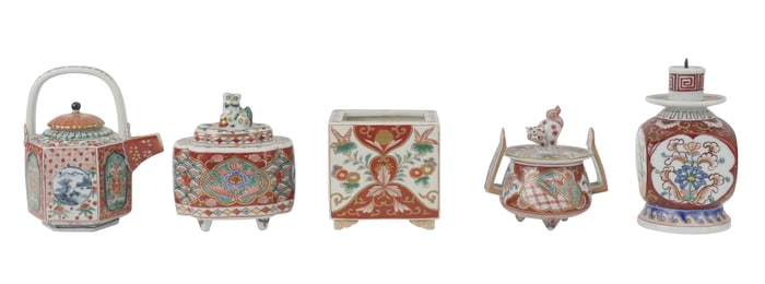 Five Japanese Kutani and Arita Table Articles