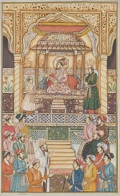 Mughal Portrait Miniature of a Throne Room