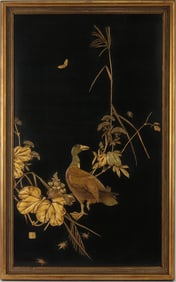 Chinese Lacquer Panel of a Duck