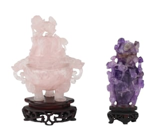 Chinese Rose Quartz Covered Jar