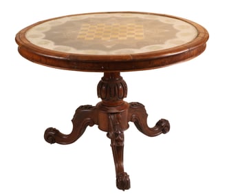 Victorian Eglomise Pedestal Game Table