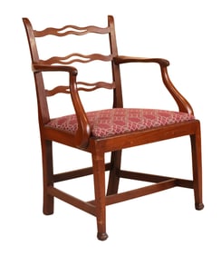 Federal Mahogany Thumbtack Ladderback Armchair