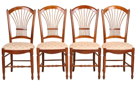 Four French Provincial Style Sheaf-Back Side Chairs