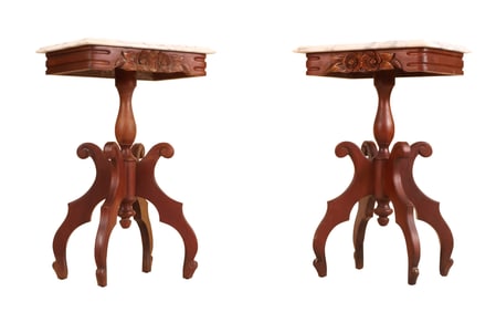 Pair of Victorian Mahogany Marble Top Stands