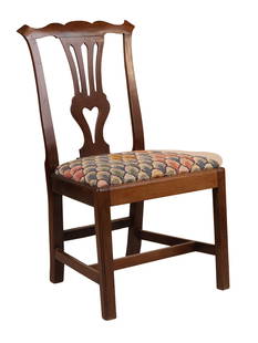 Chippendale Mahogany Side Chair: Chippendale Mahogany Side ChairEnglish, 18th C. with needlepoint seat.37 x 20 1/2 x 17 1/2 in. (94 x 52.1 x 44.5 cm.)