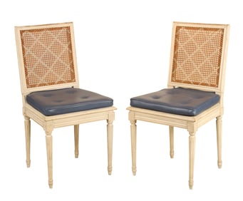 Pair of Louis XVI Style White-Painted Side Chairs