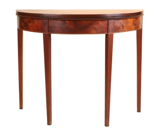 George III Inlaid Mahogany Demilune Card Table