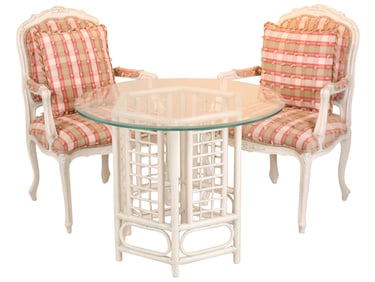Pair of Ethan Allen White Painted Fauteuil
