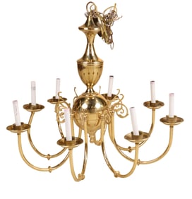 Colonial Williamsburg Brass Eight Light Chandelier
