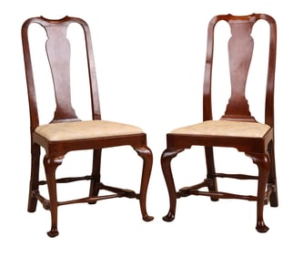 Two Similar Queen Anne Walnut Side Chairs