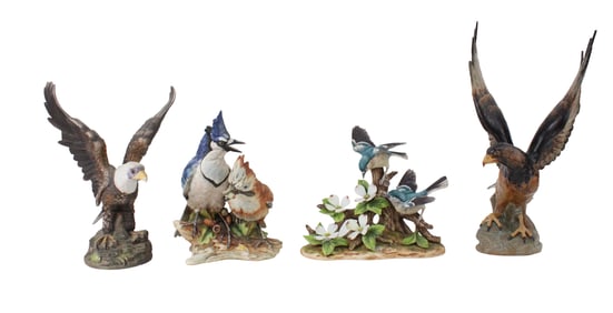 Four Large Porcelain Bird Figurals