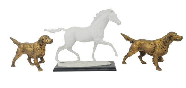 Pair of Gilt-Metal Setters Pointing