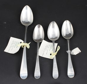 Four English Sterling Silver Bateman Family Spoons