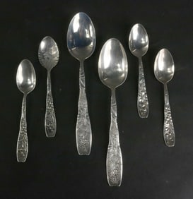 Whimsical 1880 Berry Pattern Sterling Silver Spoons